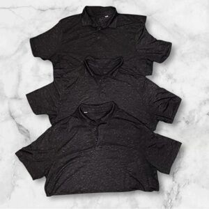 3 Champion Men's Heathered Black Polo Golf Performance Shirt  Size XL‎